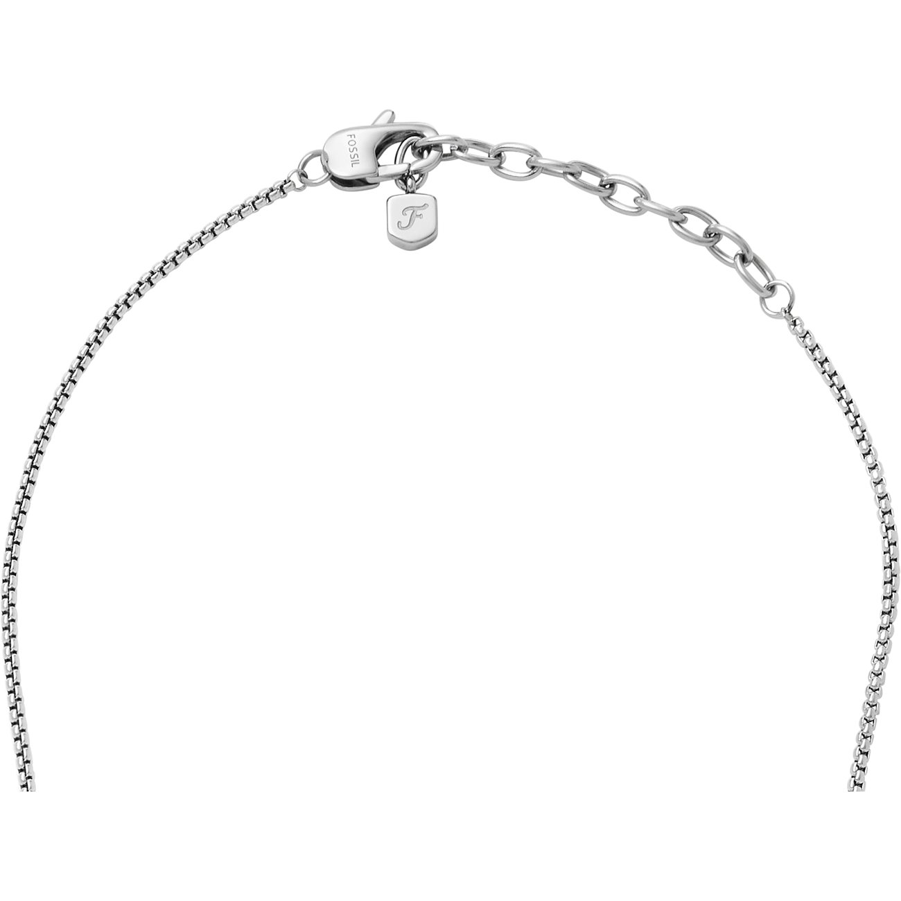 Fossil Halsschmuck aus Edelstahl mit Tigerauge und Anhänger.