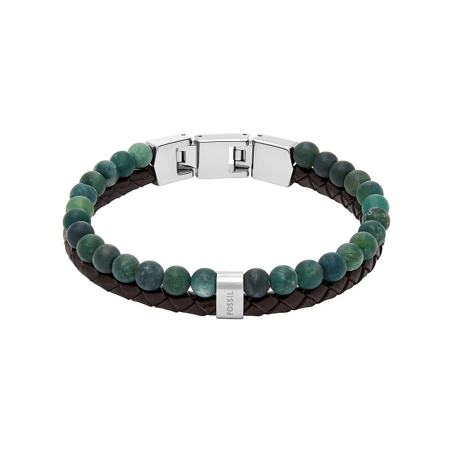 Fossil Armband JEWELRY, Achat, Herren, Leder, Edelstahl, braun
