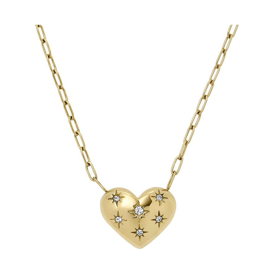 Fossil Kette SADIE, Glasstein, Damen, Edelstahl, gold