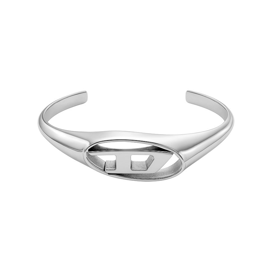 Diesel Armreif aus Edelstahl mit markantem D-Logo.