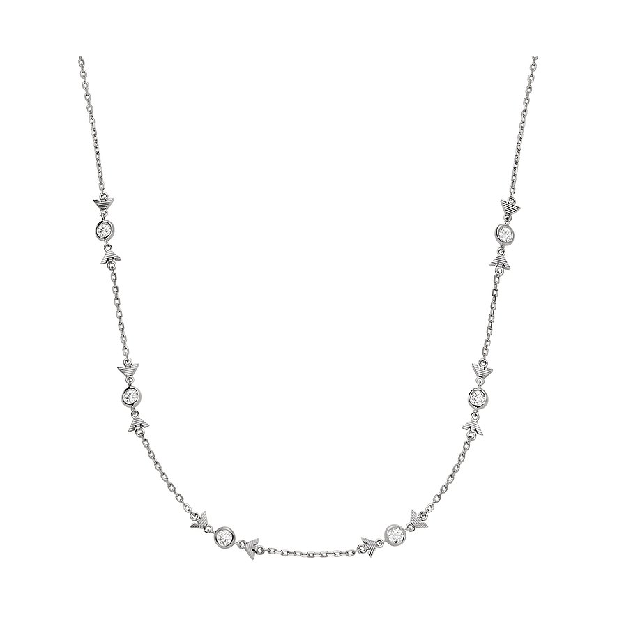 Emporio Armani Kette, Zirkonia, Damen, 925er Silber, silber