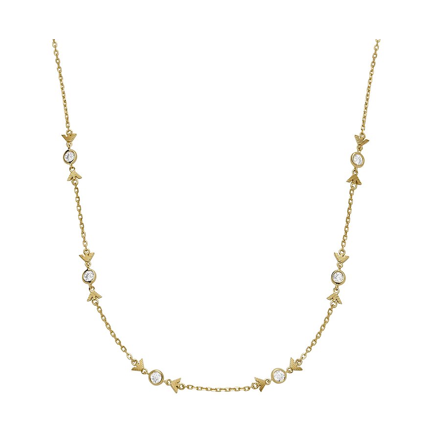 Emporio Armani Kette, Zirkonia, Damen, 925er Silber, gold