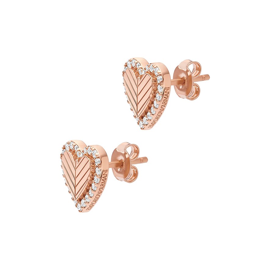 Emporio Armani Ohrstecker, Zirkonia, Damen, 925er Silber, roségold
