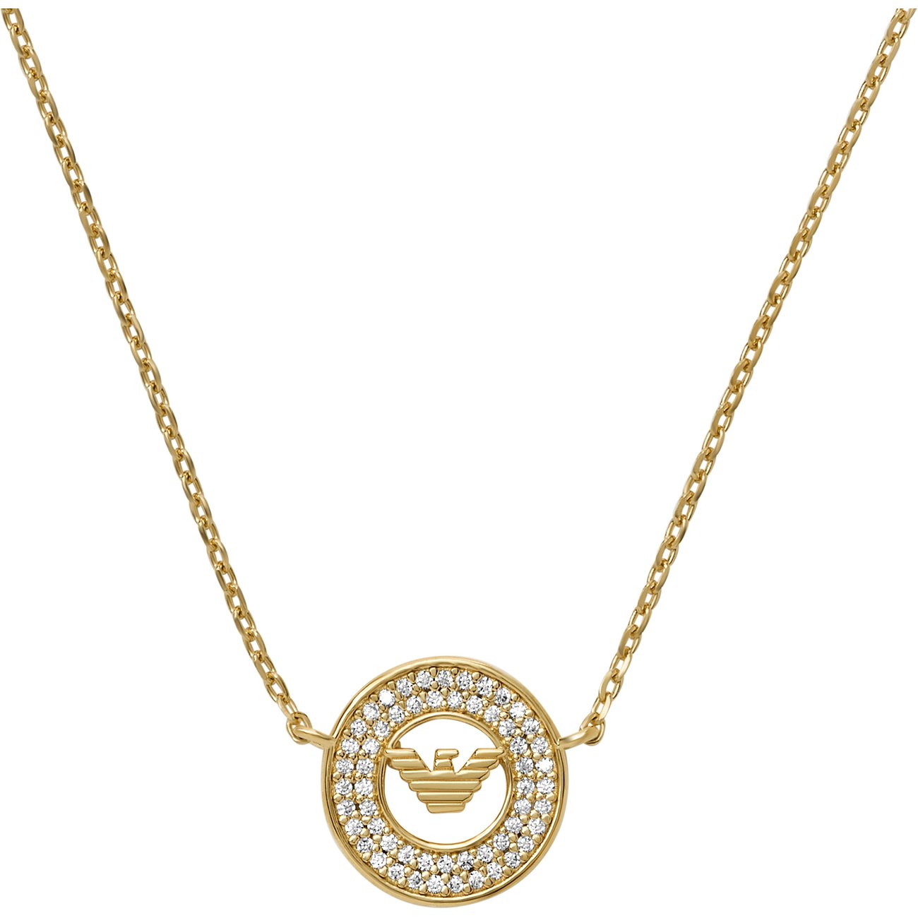 Emporio Armani Kette aus 925er Silber mit Zirkonia und Adler-Anhänger.