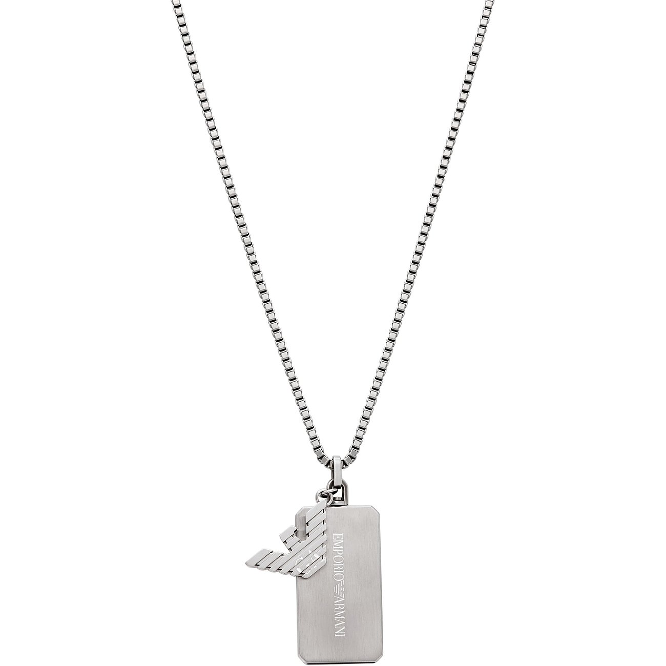 Emporio Armani halskæde i rustfrit stål med vedhæng.