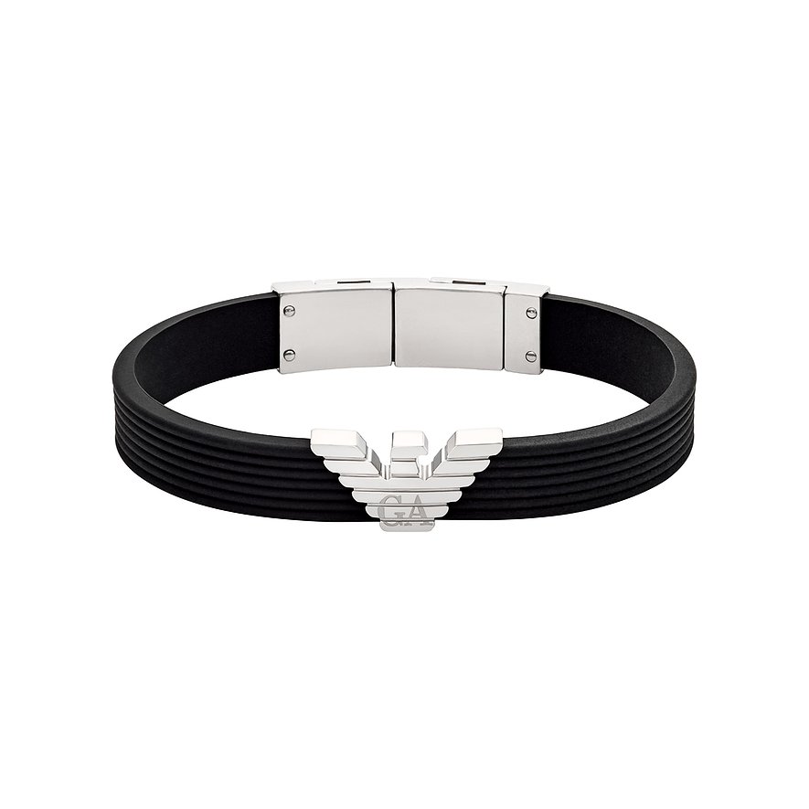 Emporio Armani Armband, Herren, Silikon, Edelstahl, schwarz