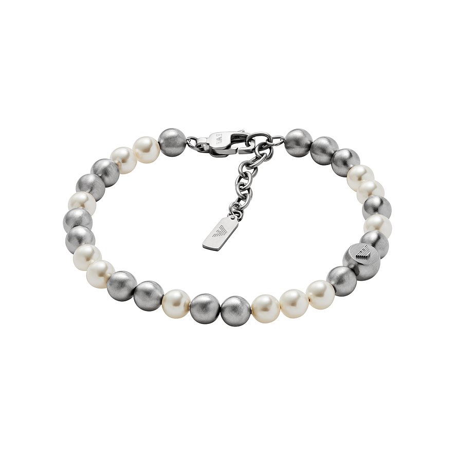 Emporio Armani Armband, Herren, Perle, Edelstahl, silber