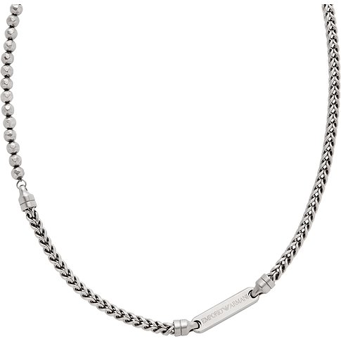 Collana Emporio Armani in acciaio inossidabile con design intrecciato e sferico.