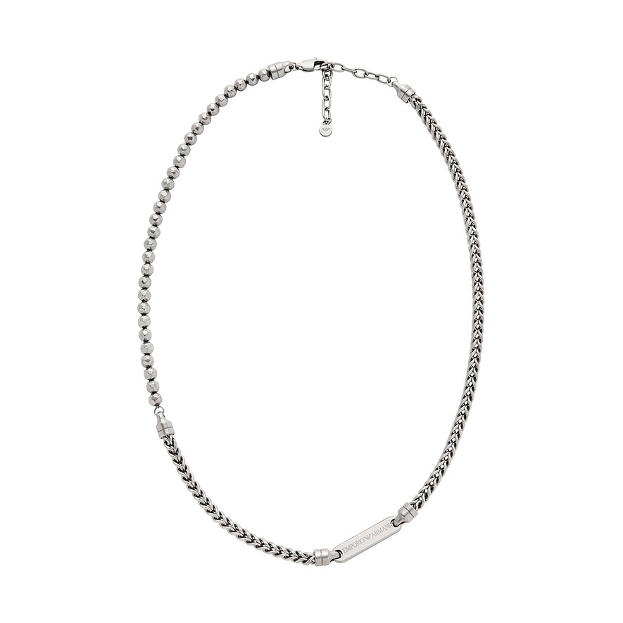 Emporio Armani Halskette aus Edelstahl mit Kugelkette und Flechtmuster.