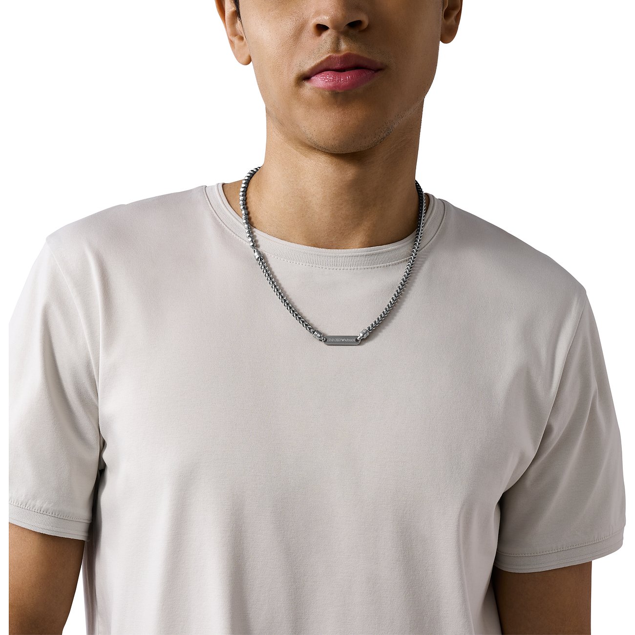 Emporio Armani Herrenkette aus Edelstahl mit Anhänger.