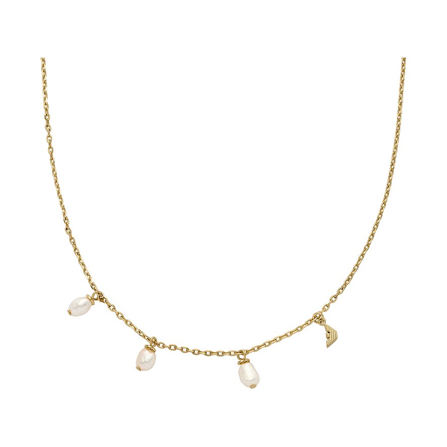 Emporio Armani Kette, Süßwasserperle, Damen, Metall, gold