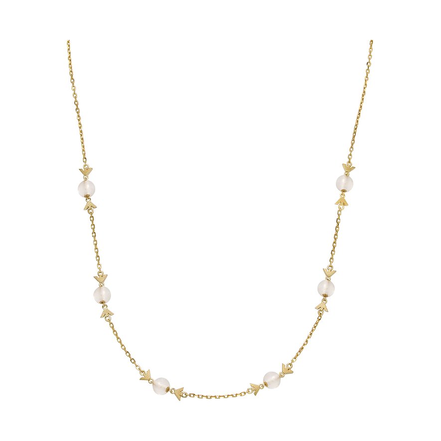 Emporio Armani Kette, Rosenquarz, Damen, Metall, gold