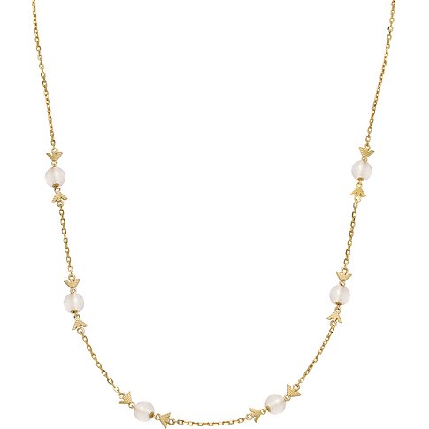 Emporio Armani halsband i metall med rosenkvarts och örnsymbol.