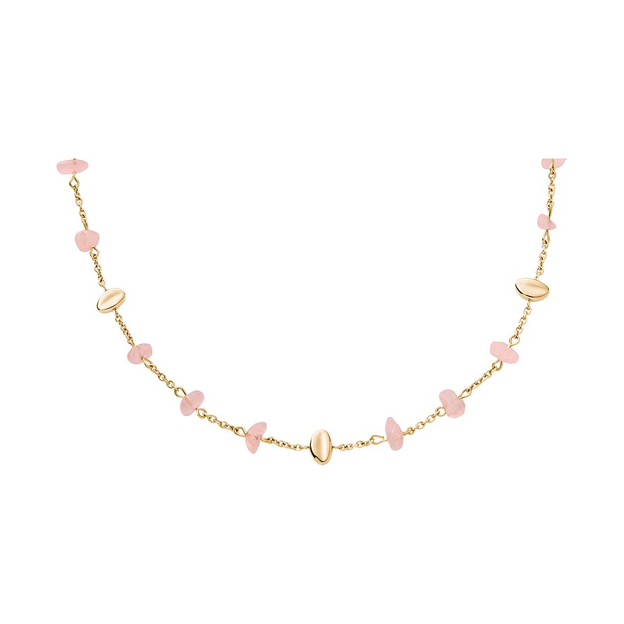 Skagen Kette ANJA QUARTZ, Rosenquarz, Damen, Edelstahl, gold