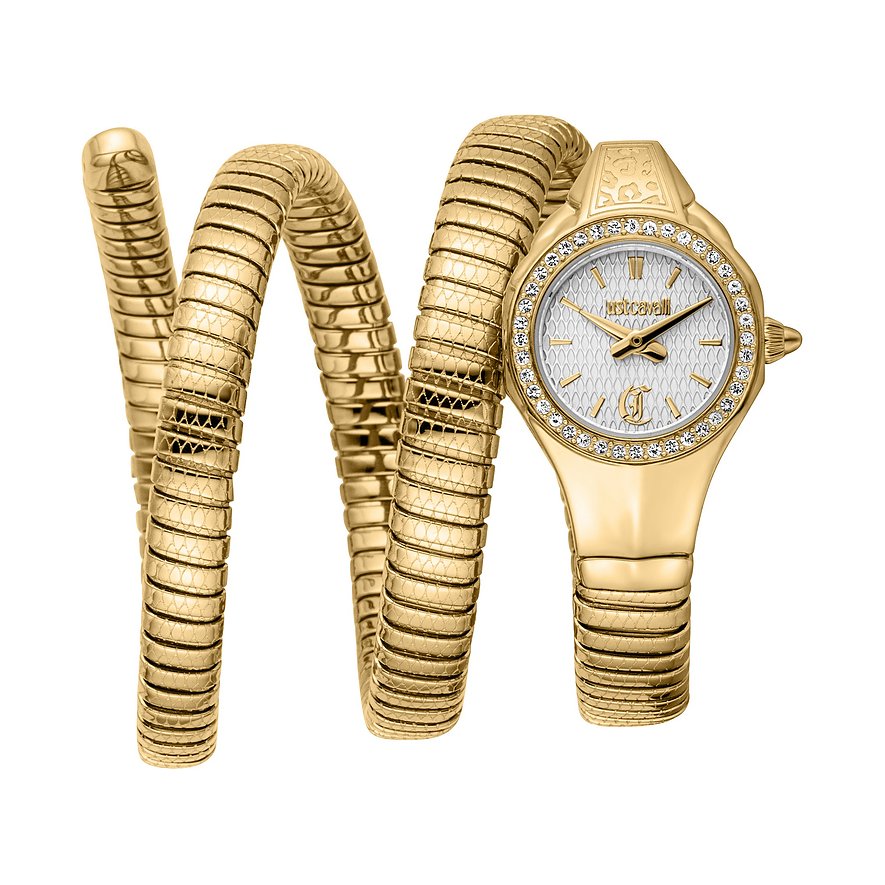 Just Cavalli Damenuhr Signature Snake JC1L355M0025, Kristall, synthetisch, Damen, Edelstahl, Armband: Edelstahl, Quarz, analog