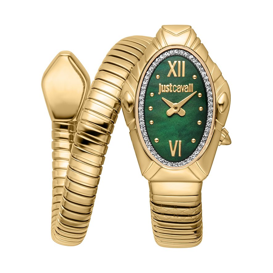 Just Cavalli Damenuhr Signature Snake JC1L357M0035, Kristall, synthetisch, Damen, Edelstahl, Armband: Edelstahl, Quarz, analog