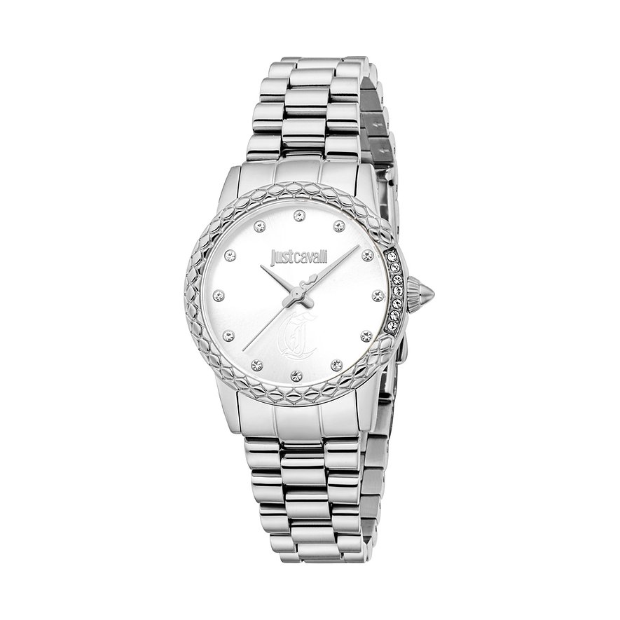 Just Cavalli Damenuhr Snake JC1L310M0055, Kristall, synthetisch, Damen, Edelstahl, Armband: Edelstahl, Quarz, analog