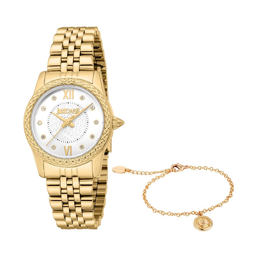 Just Cavalli Uhren-Set Animalier JC1L360M0055Kristall, synthetisch, Damen, Metall, Armband: Edelstahl, Quarz, analog