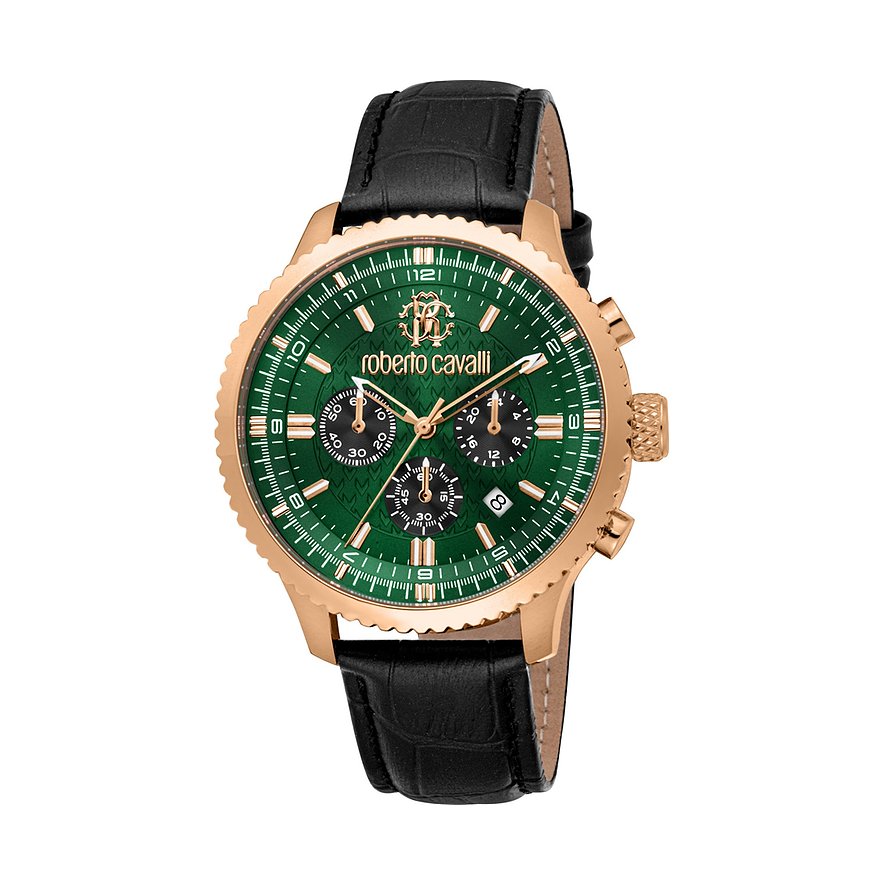 Roberto Cavalli Herrenuhr Roberto Cavalli RC5G127L0035, Herren, Edelstahl, Armband: Leder, Quarz, analog