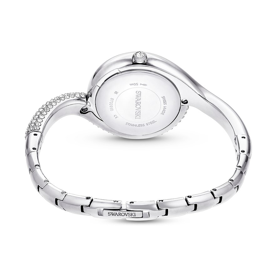 Swarovski Unisexuhr aus Metall mit Kristallen, silberfarben, analog.