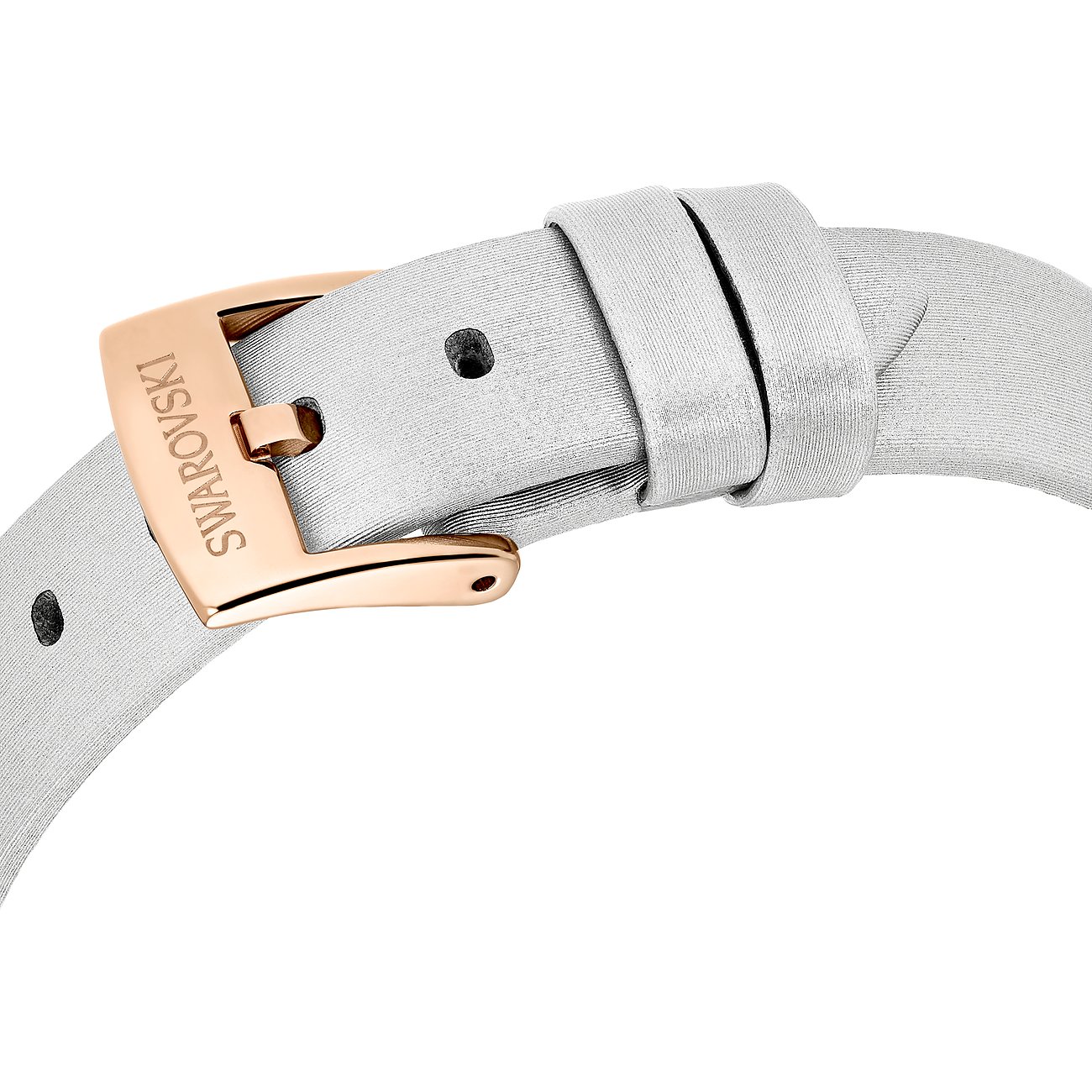 Swarovski Unisexuhr mit roségoldfarbenem Verschluss und silberfarbenem Armband.