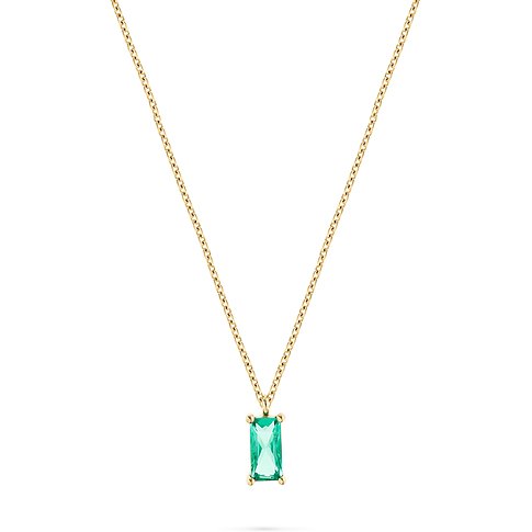 CHRIST Halsschmuck aus 925 recyceltem Silber mit grünem Farbstein.