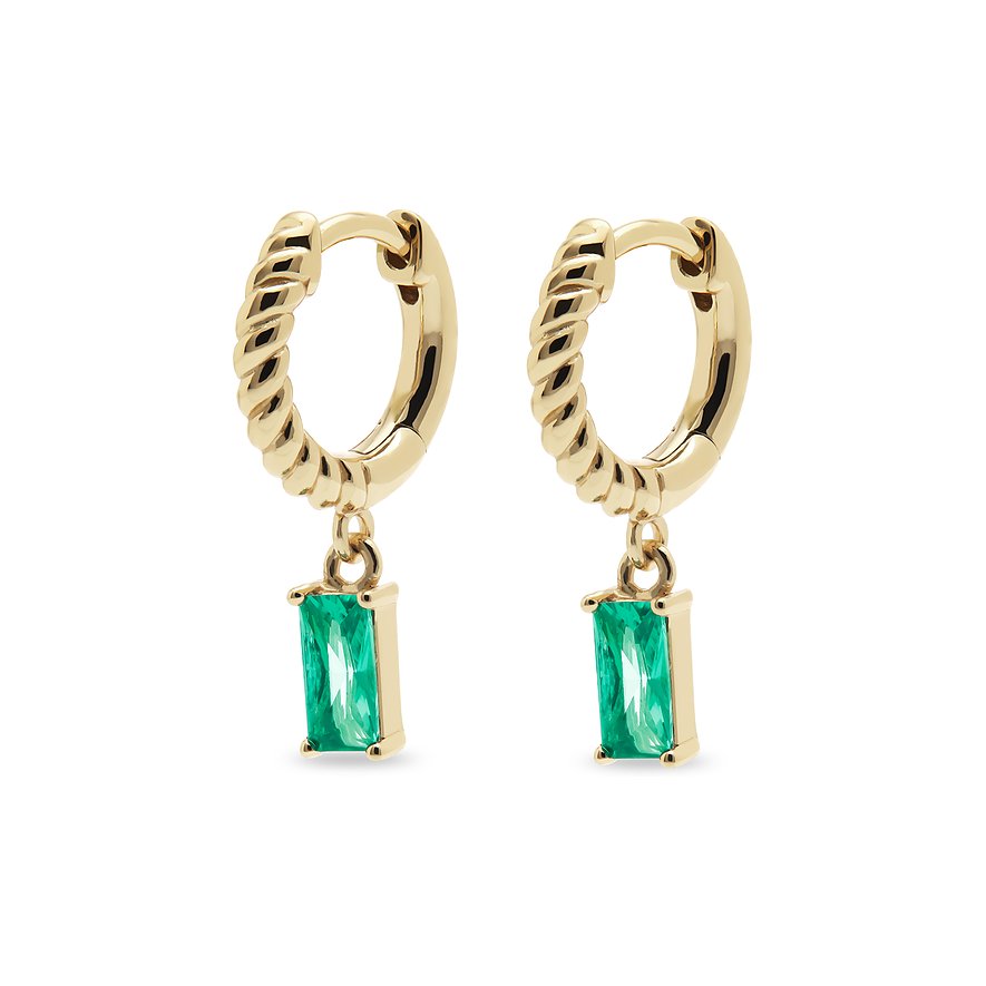 CHRIST Ohrringe aus 925er recyceltem Silber mit grünen Steinen.