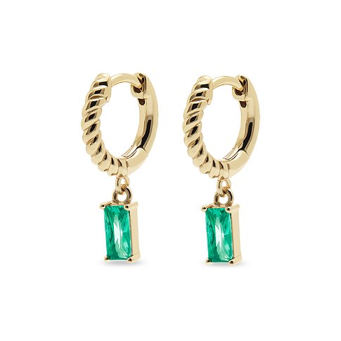 Boucles d'oreilles CHRIST en argent recyclé 925 avec pierres vertes.