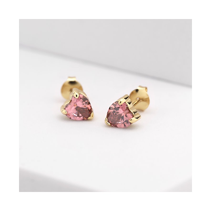 CHRIST örhängen i 925 återvunnet silver med rosa zirkon.