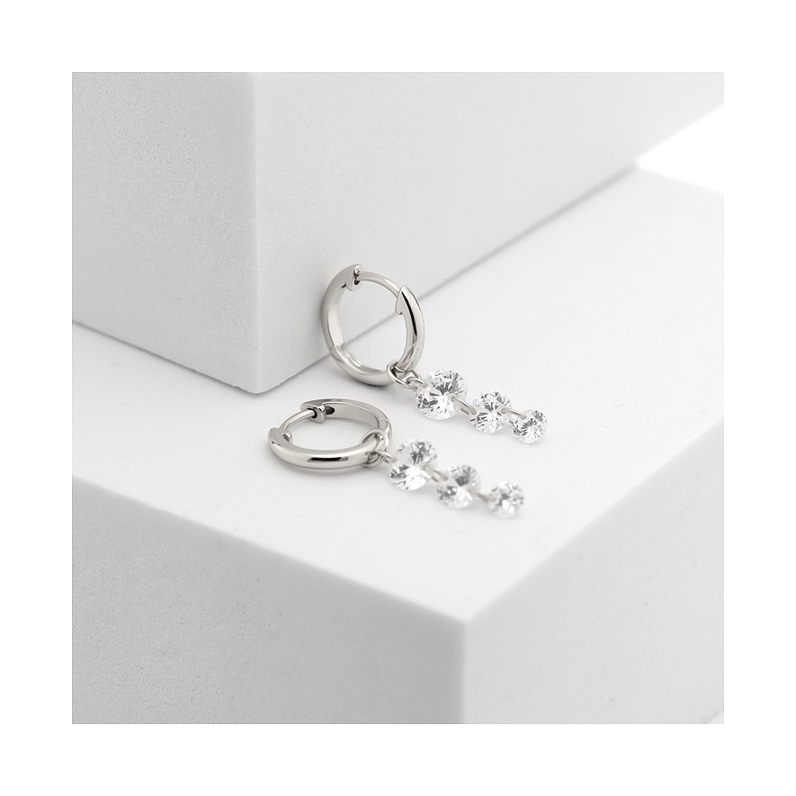 CHRIST Ohrhänger aus recyceltem 925er Silber mit Zirkonia-Steinen, von oben links nach unten rechts im Bild.