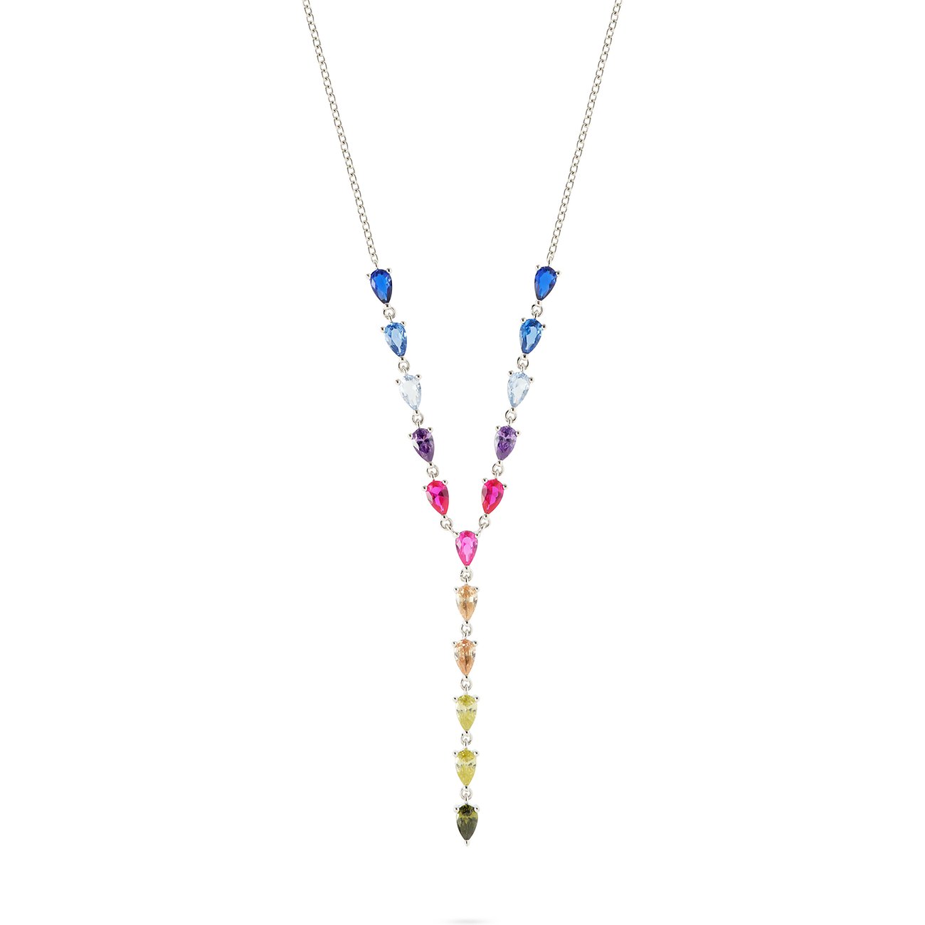 Collier CHRIST en argent 925 avec zirconias colorés.