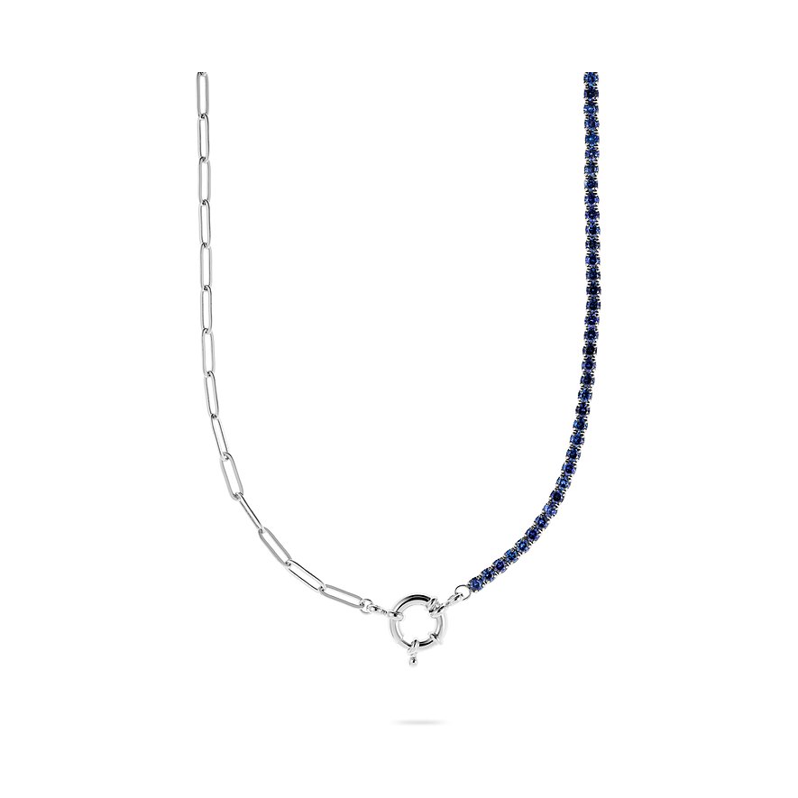 Valeria Kette Zirkonia, Damen, 925er Silber, recycelt, blau