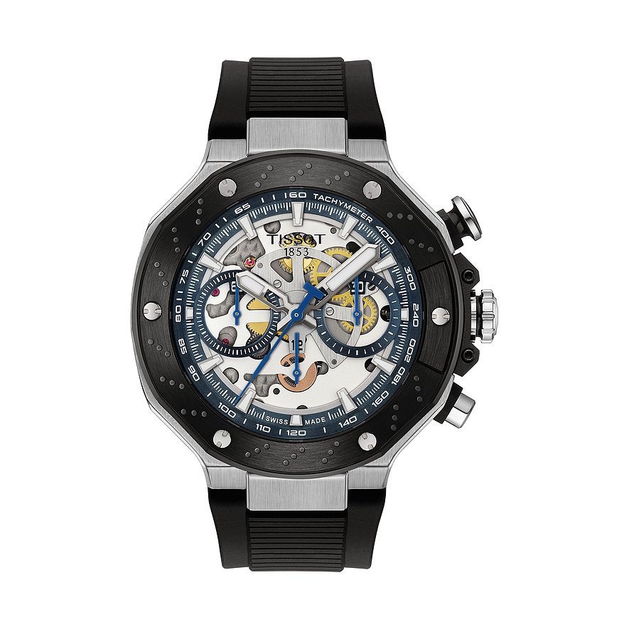 Tissot Chronograph T-Race Chronograph T1414622704100, Herren, Edelstahl, Armband: Silikon, Automatik, analog