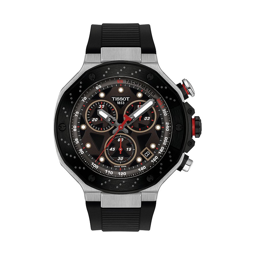 Tissot Chronograph T-Race Chronograph T1414172708100, Herren, Edelstahl, Armband: Silikon, Quarz, analog