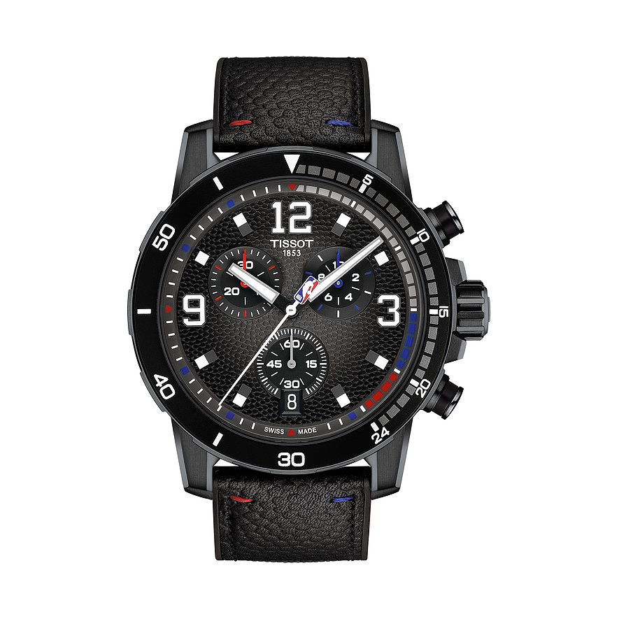Tissot Chronograph Supersport NBA T1256173706700, Herren, Edelstahl, Armband: Leder, Quarz, analog