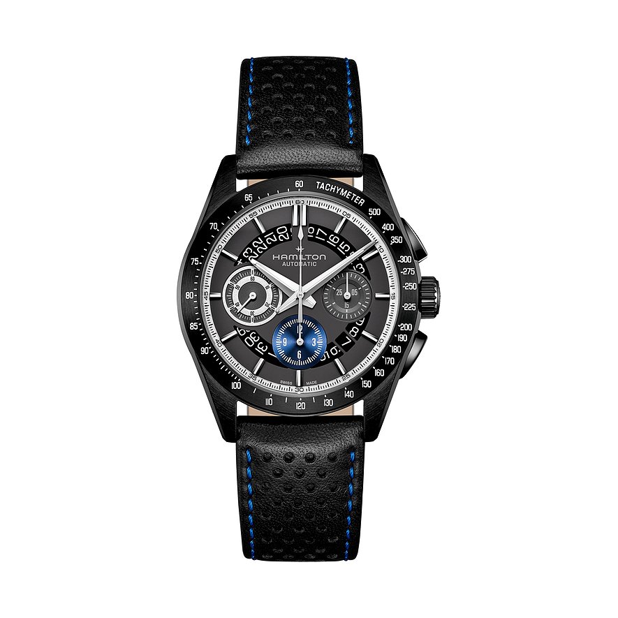 Hamilton Chronograph Jazzmaster Performer H36646780, Herren, Edelstahl, Armband: Kalbleder, Automatik, analog