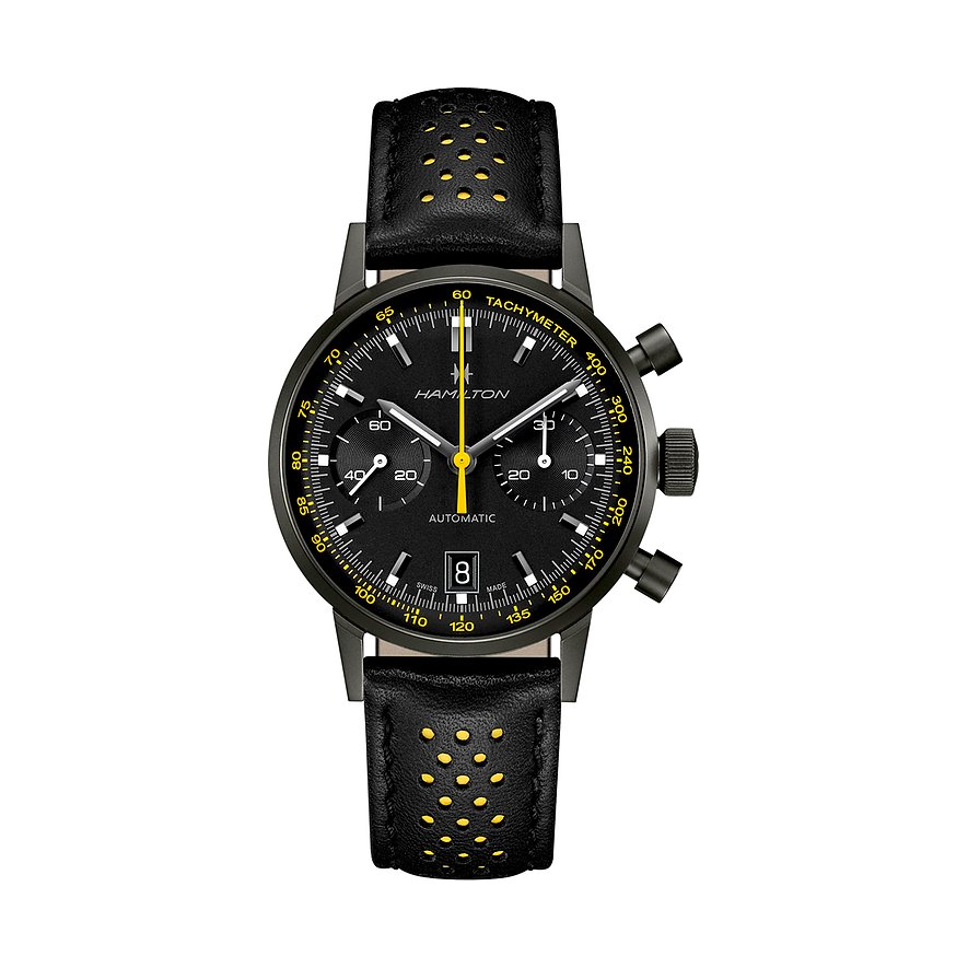 Hamilton Chronograph Intra-Matic H38446731, Herren, Edelstahl, Armband: Leder, Automatik, analog
