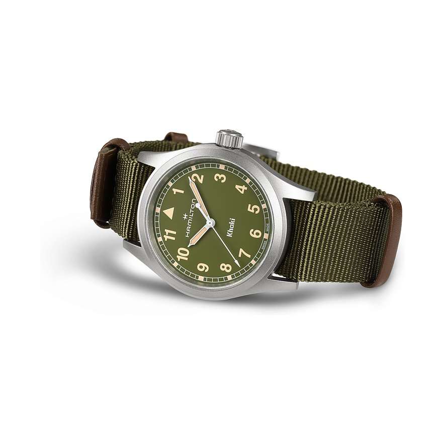 Hamilton Unisexuhr Khaki Field H69401960, Unisex, Edelstahl, Armband: Textil, Quarz, analog