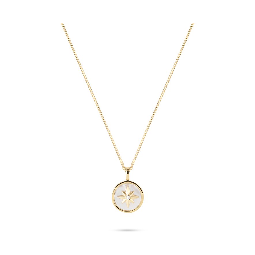 Guido Maria Kretschmer Kette North Star , Zirkonia, synthetisch, Damen, 925er Silber, gelbgold