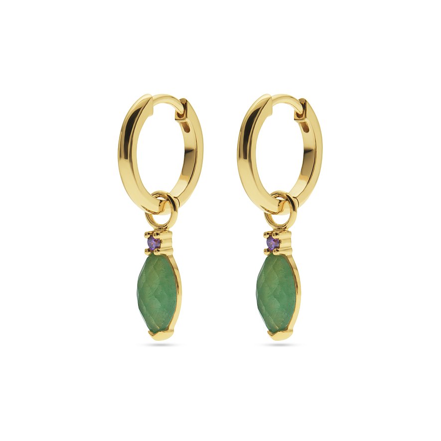 Guido Maria Kretschmer Ohrhänger Colorful , Aventurin, Damen, 925er Silber, gelbgold