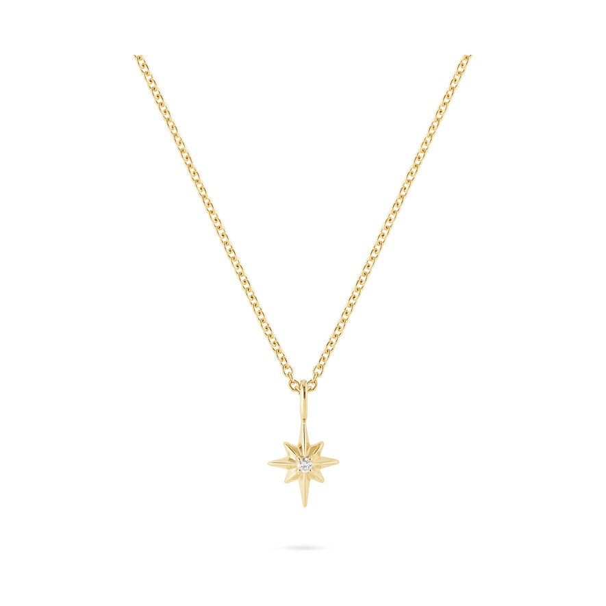 Guido Maria Kretschmer Kette North Star , Zirkonia, synthetisch, Damen, 925er Silber, gelbgold