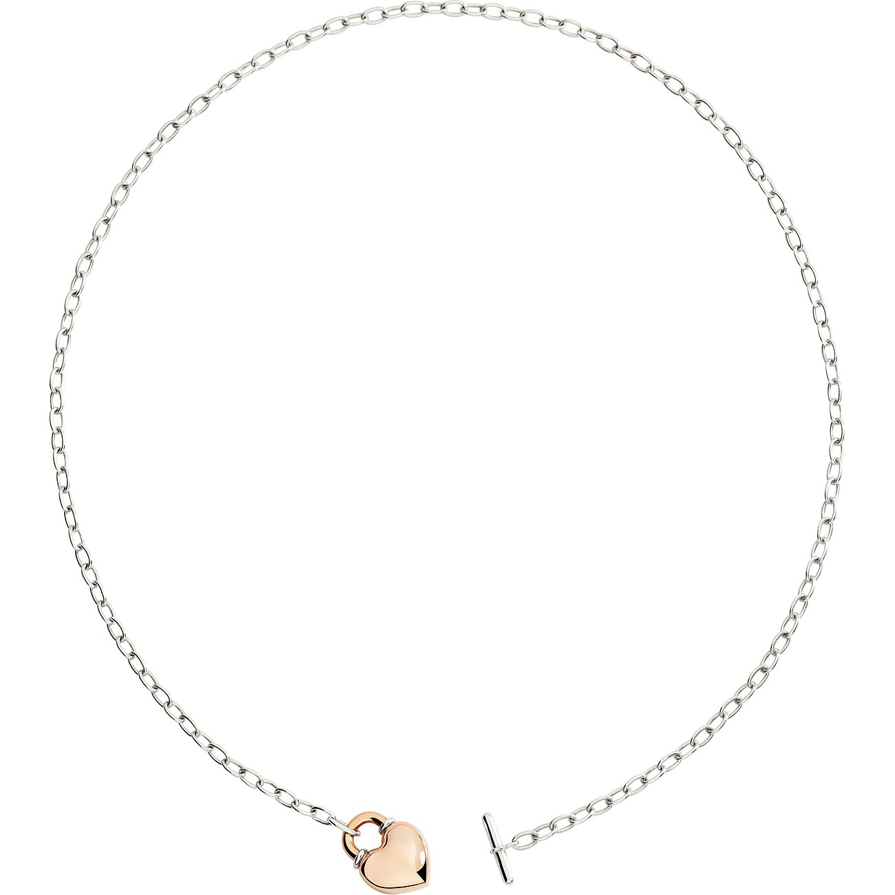 DoDo 375 Roségold und 925 Silber Kette mit Herzanhänger.