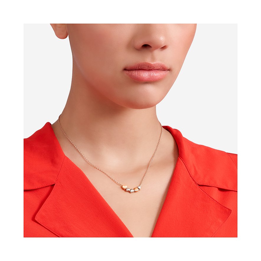 DoDo halsketting van 375 roségoud en 925 zilver met hartjes.