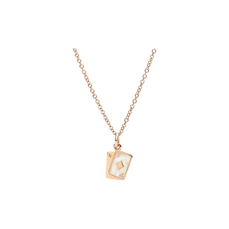 DoDo Anhänger aus 375 Roségold mit Emaille, Spielkarten-Motiv.