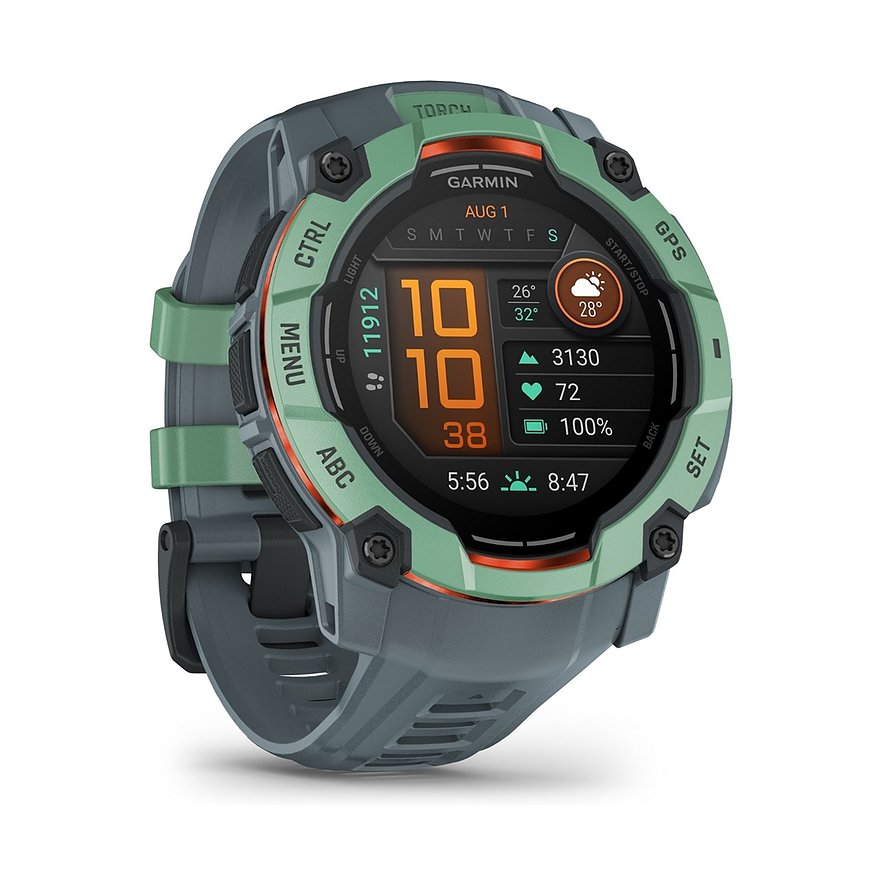 Garmin Smartwatch Instinct 3 AMOLED 50 mm Twilight/Neo Tropic 010-03020-01, Unisex, Kunststoff, Metall, Armband: Silikon, Lithium-Ionen Akku, digital