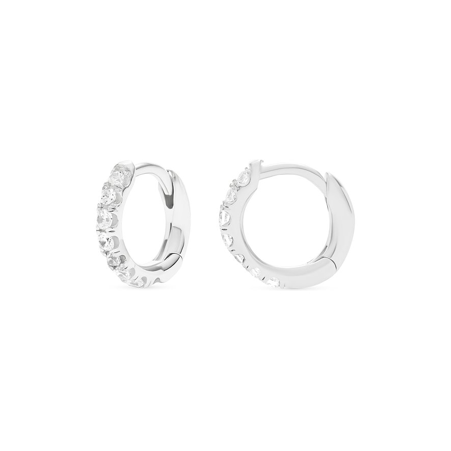 FAVS örhängen i 925 sterlingsilver med zirkonia, närbild av ett par på vit bakgrund.