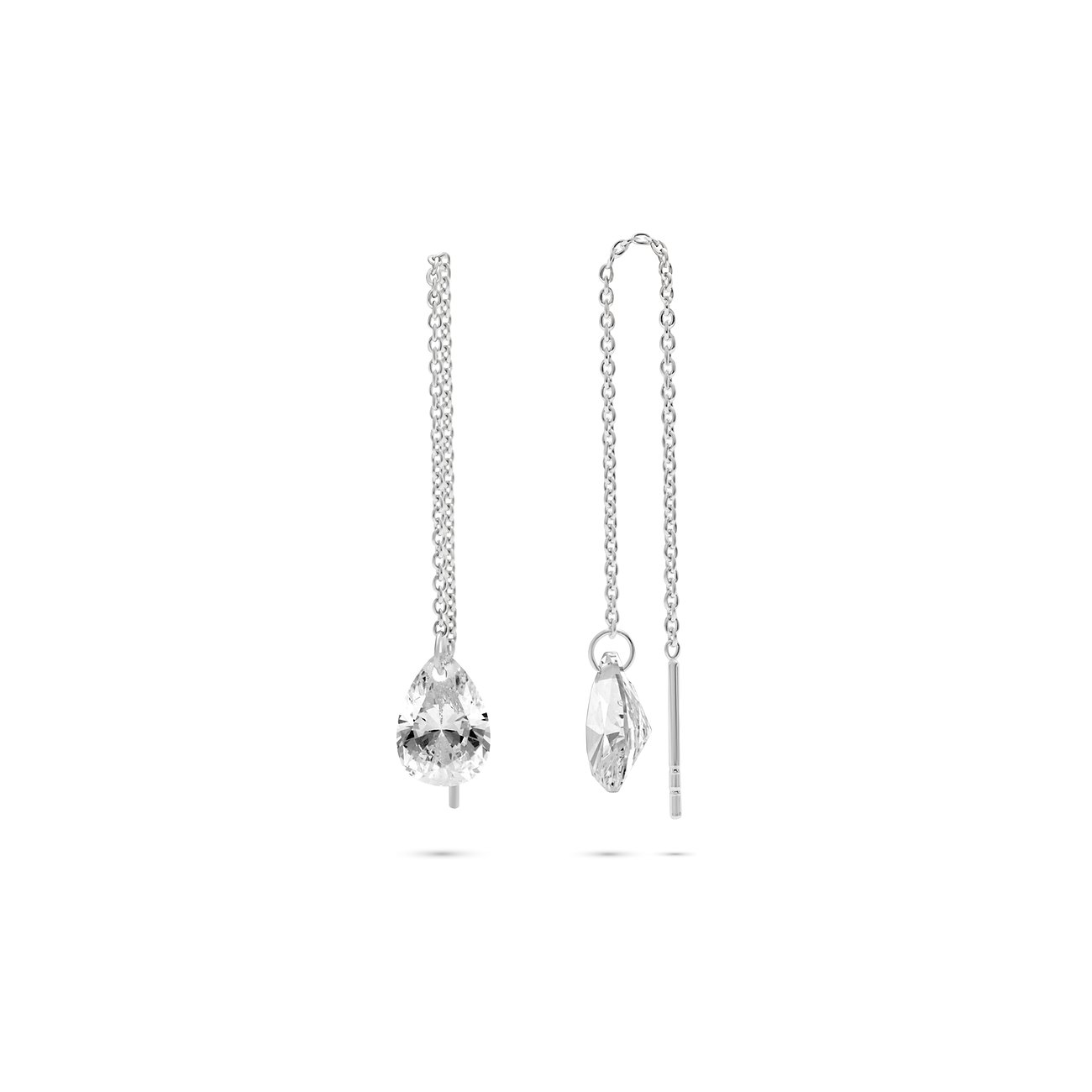 Orecchini FAVS in argento 925 con zirconi colorati a goccia pendenti, raffigurati su sfondo bianco.