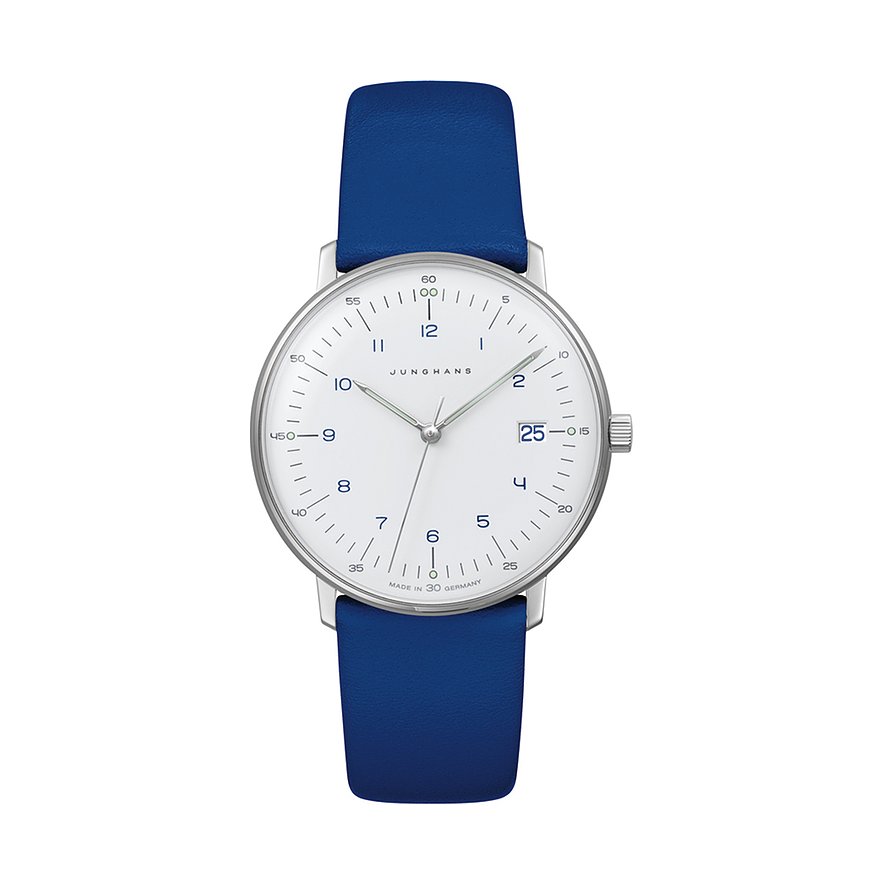 Junghans Damenuhr max bill Damen 47454002, Damen, Edelstahl, Armband: Leder, Quarz, analog
