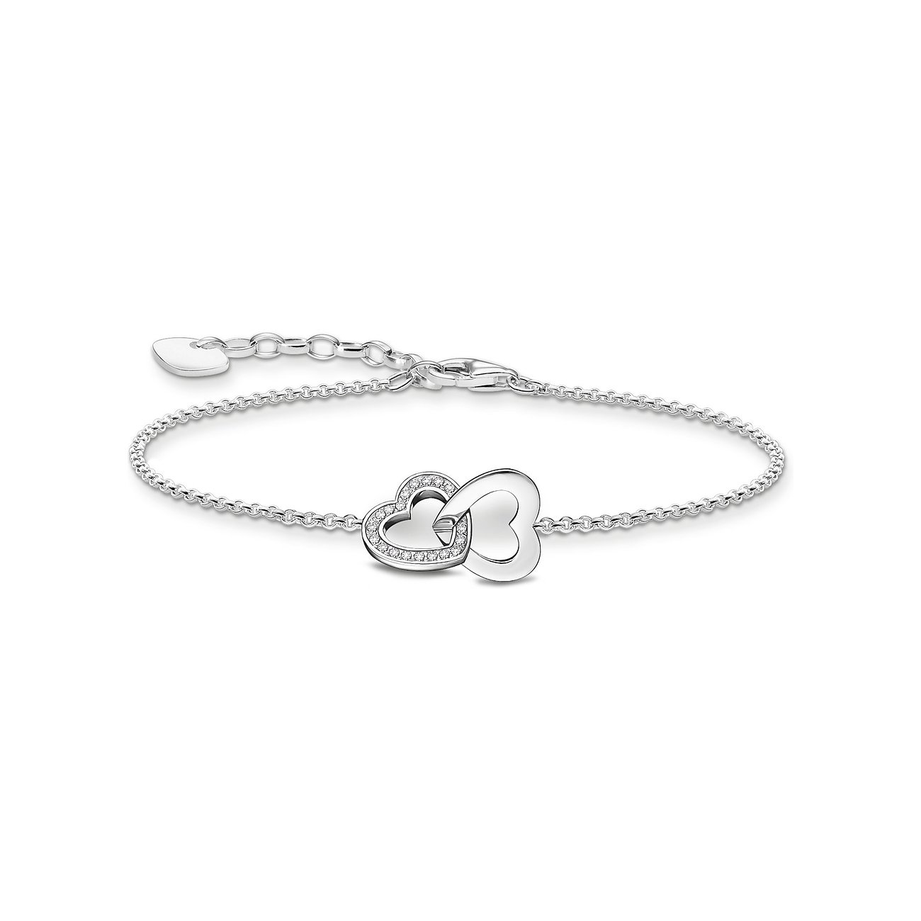 Thomas Sabo Armband aus 925er Silber mit Zirkonia besetzten Herzen.