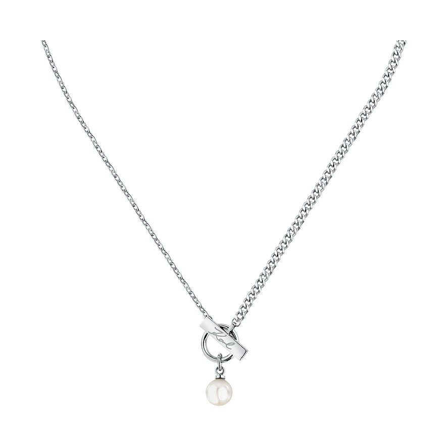 Karl Lagerfeld Kette Pearl, Kunstperle, Damen, Edelstahl, silber